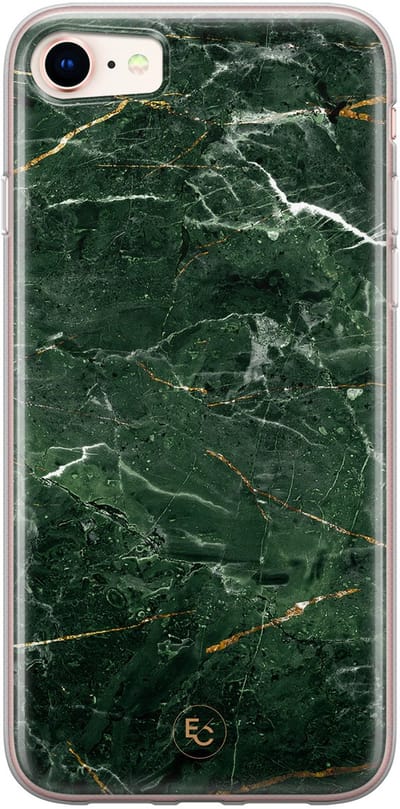Hoesje geschikt voor iPhone SE (2020) - Marble jade green - Soft Case - TPU - Marmer - Groen - ELLECHIQ