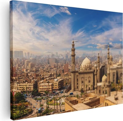 Artaza Canvas Schilderij Skyline Caïro - 40x30 cm - Klein - Wanddecoratie Moskee - Muurdecoratie Islamitisch - Kamer Accessoires