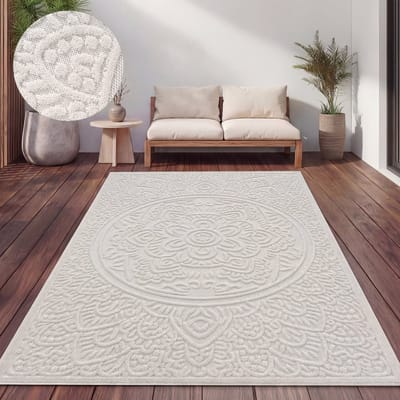 Paco Home Vloerkleed Voor Binnen En Buiten Balkon Terras Scandinavisch Boho Eenkleurig 200x290 cm