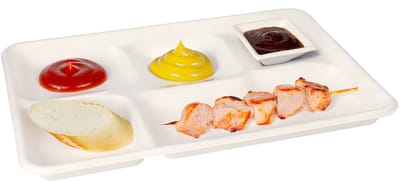 Papstar Wegwerp vakjes borden - 25x stuks - 22 x 32 x 2 cm - suikerriet - biologisch afbreekbaar