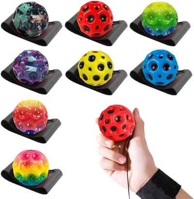 8 Kleurrijke Stuiterballen met Touw Kinderspel Buiten