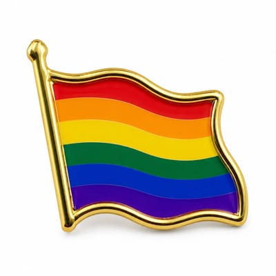 Regenboog Vlag Pin – Emaille Pride Pin – LGBTQ+ Badge Speldje voor Jas, Tas of Pet – 21 x 19 mm