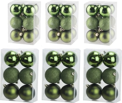 Kerstversiering set kerstballen appelgroen 6 en 8 cm - 54x stuks - mat/glans/glitter mix