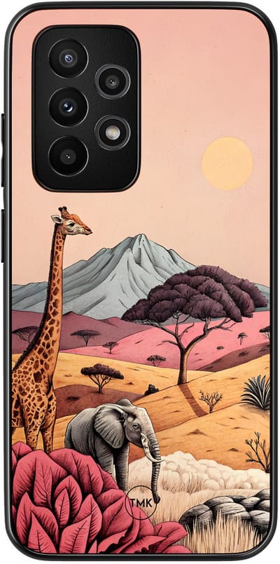 Hoesje geschikt voor Samsung Galaxy A53 - Safari - Roze - TPU case - Bloemen - Hardcase zwart telefoonhoesje