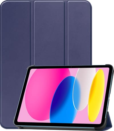 Hoesje - Geschikt voor Apple iPad 10 (2022) - 10.9 inch - 10e Generatie - Dun & Stevig - Trifold Bookcase - Hard Cover - Hardcover Book Case - Tablet Hoes - Donkerblauw