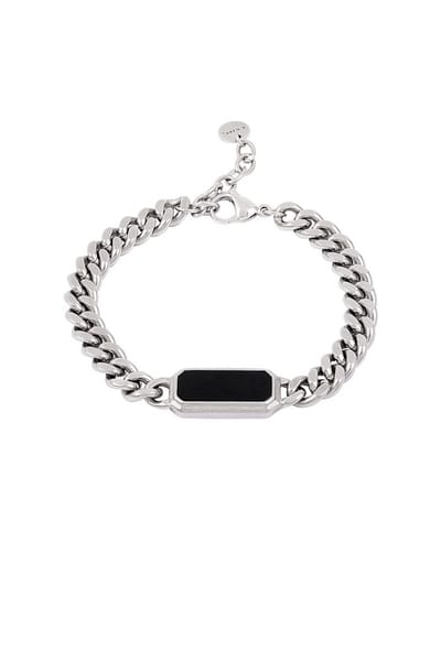 Bijoutheek Armband (Sieraad) Heren Rechthoekige steen Schakel Zwart