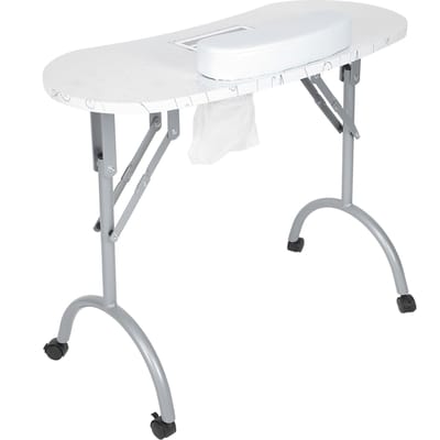 Nagelkunsttafel voor manicure met ingebouwde stofafscheider Opklapbaar nagelkunstwerkstation, wit UK Plug white