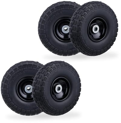 Famanu - Steekwagenwiel 4.10/3.50-4, massief rubber, stalen velg, 150 kg draaglast, 260 x 85 mm – Zwart