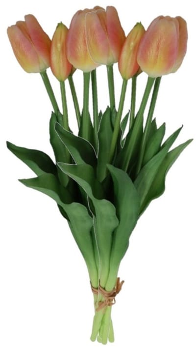 Countryfield Kunst tulpen boeket Fleur - 10x stuks - oranje - real touch - 41 cm - levensechte kunstbloemen