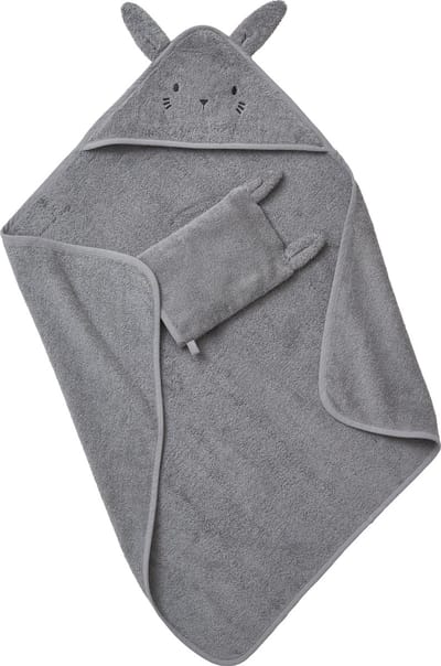Vertbaudet Badcape + washandje van biologisch katoen