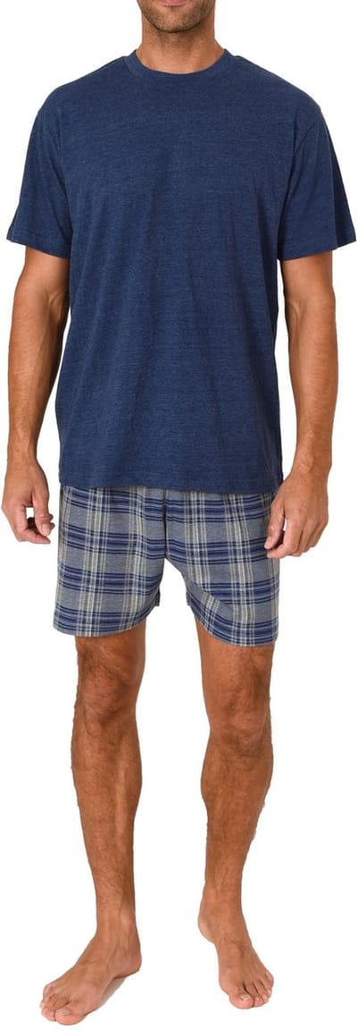 Normann herenpyjamashort met korte mouwen in geruite look