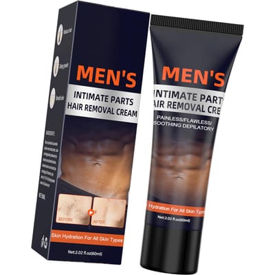60ml Huidvriendelijke Ontharingscrème voor Intieme Delen bij Mannen     Milde Huidhydratatie voor Alle Huidtypen black