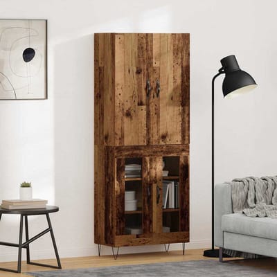vidaXL - Highboard - 2 - st - Oudhout - 69,5 - x - 34 - x - 180 - cm - Bewerkt - hout