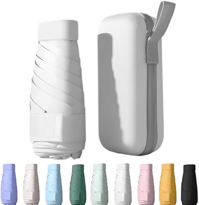 UPF50+ mini reis parasol met beschermhoes, kleine compacte UV-blokkerende paraplu tegen de zon, lichtgewicht draagbare zonnescherm windbestendig