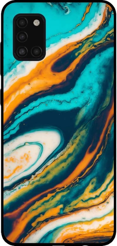 Smartphonica Telefoonhoesje voor Samsung Galaxy A31 marmer look - backcover marmer hoesje - Groen geschikt voor Samsung Galaxy A31