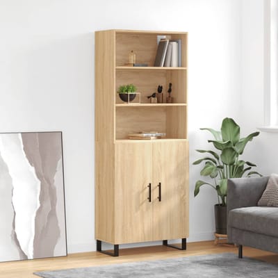 vidaXL - Hoge - kast - 69,5x34x180 - cm - bewerkt - hout - sonoma - eikenkleurig