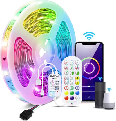 DrPhone AG07 Pro - 10 Meter RGB 5050 LED Strip (1 Geheel) - IP20 - 180 Leds - Zelfklevend - Dimmen - WiFi (Tuya/Smart Life) - Geschikt voor Google / Alexa