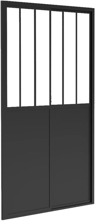 Vente-unique Schuifdouchedeur mat zwart met werkplaatsstijl - 140 x 195 cm - URBANIK