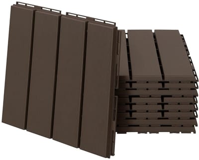 Terrastegels Composiet - Tuintegels Rooster - Buitenruimte Verfraaien - Eenvoudig Insteeksysteem - 9 stuks 081 m² - Houtlook Bruin