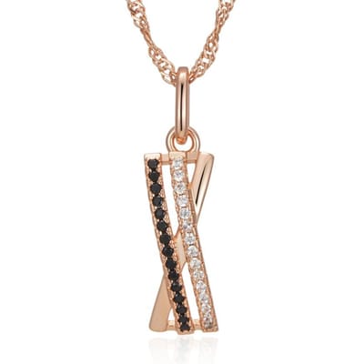 Collier Pendentif Zircon Naturel Noir Mode Avec Blanc Femmes Luxe Couleur Or Rose Pendentif Vintage Bijoux Quotidien beige