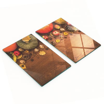 Decoratieve snijplanken van gehard glas voor pompoenen en appels, 2x30x52 cm