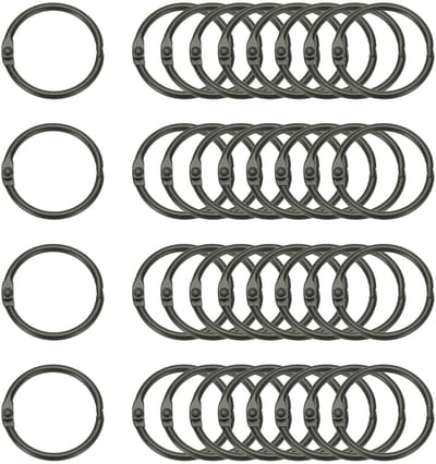 36 stuks losbladige bindringen, 1,2 inch (3 cm) metalen open kaartringen, zware boekringen voor sleutelindexkaartringen, papierringen, kantoor, zwart
