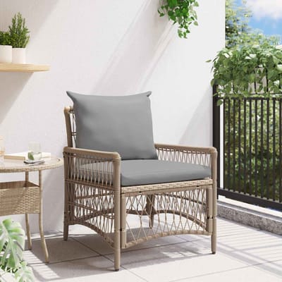 vidaXL Tuinstoel met kussen Beige 73 x 61 x 77 cm poly rattan