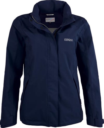 Pro-x Elements Outdoorjas Sky Dames sympatex 20000mm waterkolom - 8000 gr ademend -Marineblauw Maat 36