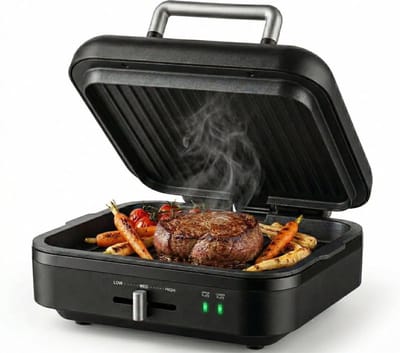 AHD® Contactgrill met uitneembare platen - Contactgrill - Multi grill - Zwart - ‎23cm x 14cm x 10cm