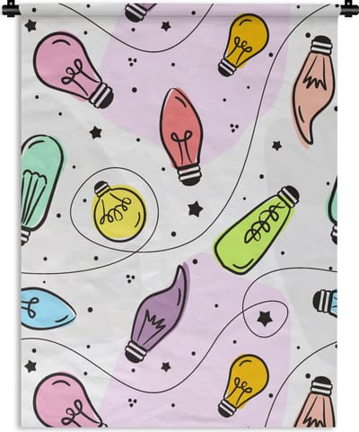 Wandkleed - Wanddoek - Pastel - Regenboog - Lamp - Patronen - 90x120 cm - Wandtapijt