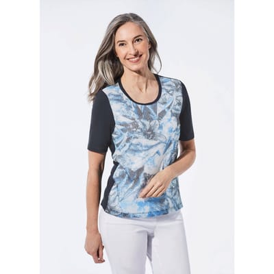 Shirt met pailletten - marine / gedess. - Gr. 38 van Goldner Fashion