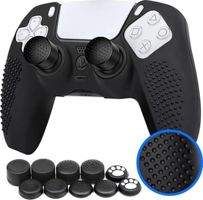 MMOBIEL Silicone Anti-Slip Thumb Grips Cat Paw Print voor PS5 DualSense Controller - Zwart