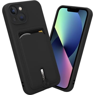 Coverzs telefoonhoesje geschikt voor Apple iPhone X/Xs hoesje - telefoonhoesje met pasjeshouder met schuifknop - strak design - optimale bescherming - zwart