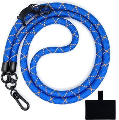 Coverup Crossbody Telefoonkoord 120cm met Sleutelhanger - 10mm Polyester Koord - Blauw