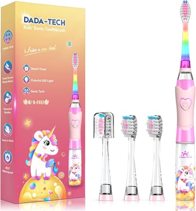 Elektrische Kinder Tandenborstel - Peuter Mondverzorging - Dagelijks Tandenpoetsen - Regenboog LED Verlichting - 184 x 2 cm - Roze