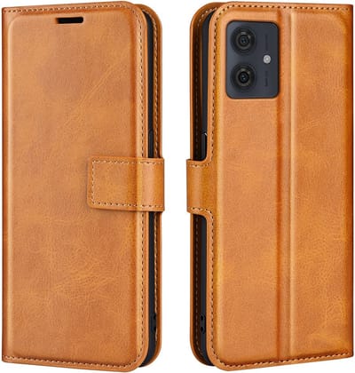 Coverup Hoesje - Geschikt voor Motorola Moto G54 Hoesje - Coverup Deluxe Book Case - Bruin