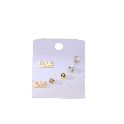 Plux Fashion Love Oorbellen 3 Set - Goud - Sieraden - Oorbellen - Oorstekers - Sieraad Set - Valentijn Set - Sieraden Cadeau - Jewellery Set - Valentine Set - Duurzame Kwaliteit - Valentijn