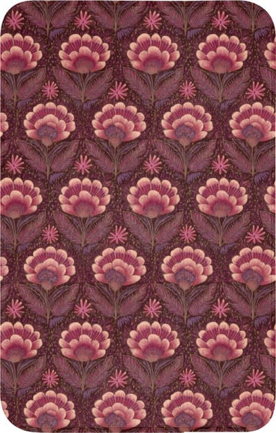 WC mat 50x80 cm - Antislip - Bloemen - Waaier - Paars - Toiletmat - Vloermat - Douchemat - Toilet tapijt - Toiletmatten