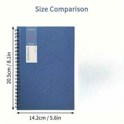 Cahier A5 épais à spirales de 20,57X14,22 cm, Bloc-notes simple bleu, Livre à feuilles mobiles, Cahier d'exercices de 40 pages 1PC bleu