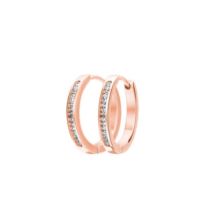 Lucardi Dames Roséplated oorbellen kristal - Oorbellen - Cadeau - Staal - Rosékleurig
