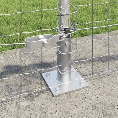 vidaXL - Hekpaal - met - betonnen - voet - 7 - st - zilver - Gepoedercoat - staal