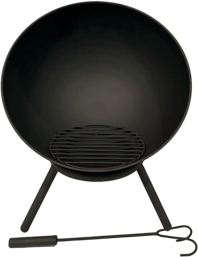 Grote Vuurschaal 60 cm Zwart - Windbestendig & Kantelbaar voor Tuin en Terras