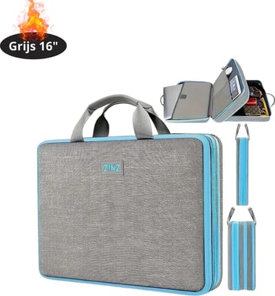 Nivard Laptoptas Schokbestendig - Laptop Sleeve - Rugtas - Schoudertas - Laptoshoes - Kantoortas - Dames & Heren - 16 Inch - Grijs/Blauw
