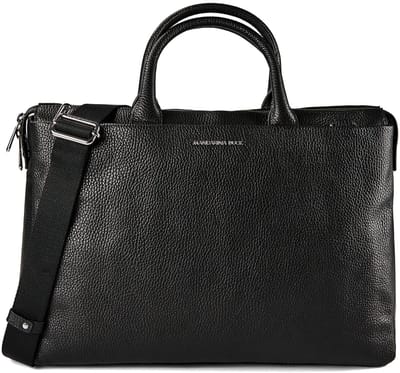 MANDARINA DUCK Leren Handtas Shopper met laptopvak Mellow Urban Handbag Nero Zwart