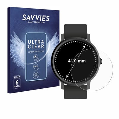 Savvies - Screenprotector voor Horloges (Rond, ø: 41 mm) - Folie Beschermfolie transparant 6 Stuks