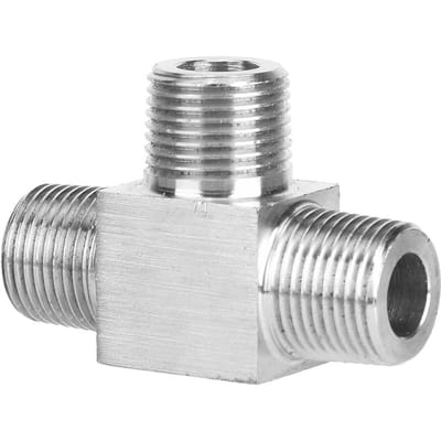 Raccords de tuyauterie 3 voies Acier inoxydable 304 Raccord de tuyau fileté mâle Haute pression pour eau gaz huileMâle 3 8
