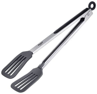 Westmark serveertang, met grote siliconen lepels en rubberen handgrepen, lengte: 34 cm, roestvrij staal/kunststof/siliconen, Comfort Silicone Maxi, zilver/zwart, 16122270