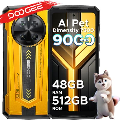 DOOGEE S300 5G - AI Smartphone - Robuuste Smartphone - 9000mAh/45W- 6,78 inch+120Hz - 108MP+16MP - Dimensity 7300 - 48GB RAM + 512GB ROM - Android 16 - NFC - Vingerafdruk - Gezichtsherkenning - WiFi6E