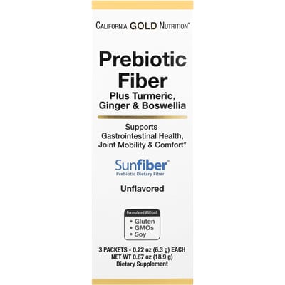 California Gold Nutrition, Prebiotische vezels met kurkuma, gember en boswellia, 3 stuks, 0,22 oz (6,3 gr) Elk