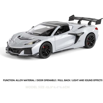 Simulatie 1:32 Schaal Corvette C8 Zr1X Raceauto Speelgoed Met Geluid Licht Pull Back Diecast Miniatuur Voiture Collectie Ornament